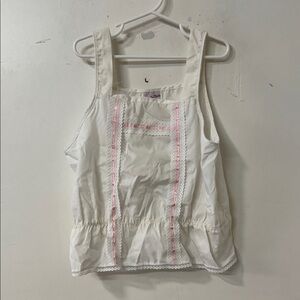 Sleeveless Top with Pink Lace Accents vintage